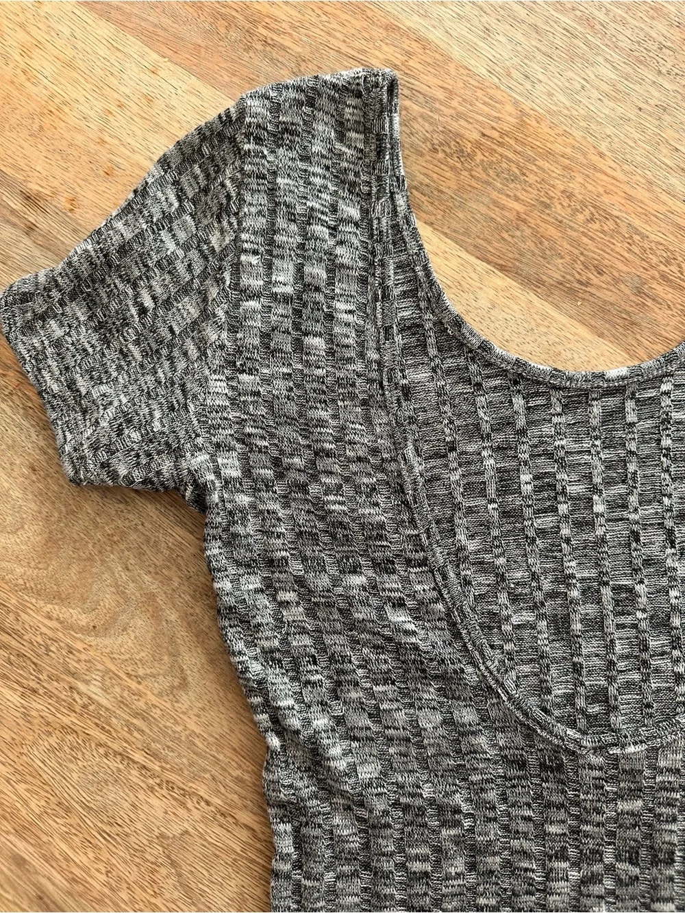 Gray Ribbed One-Piece Bodysuit